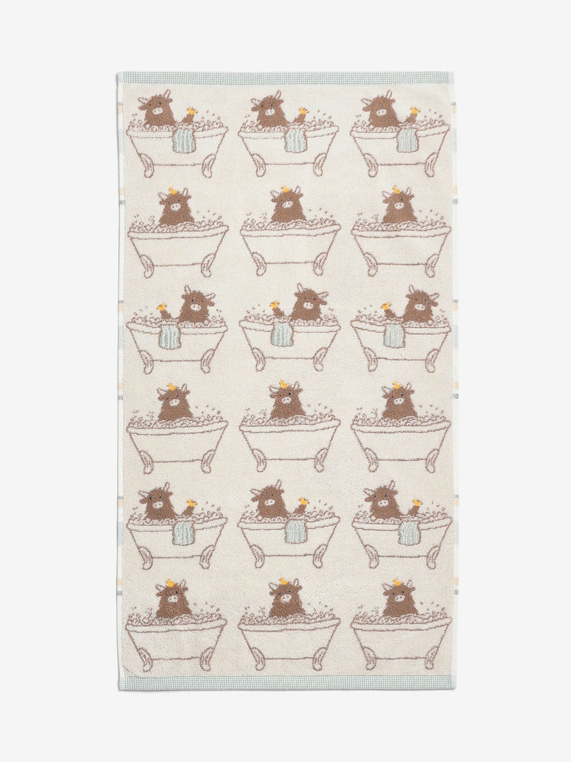 Natural Hamish the Highland Cow towel 100% cotton - British product