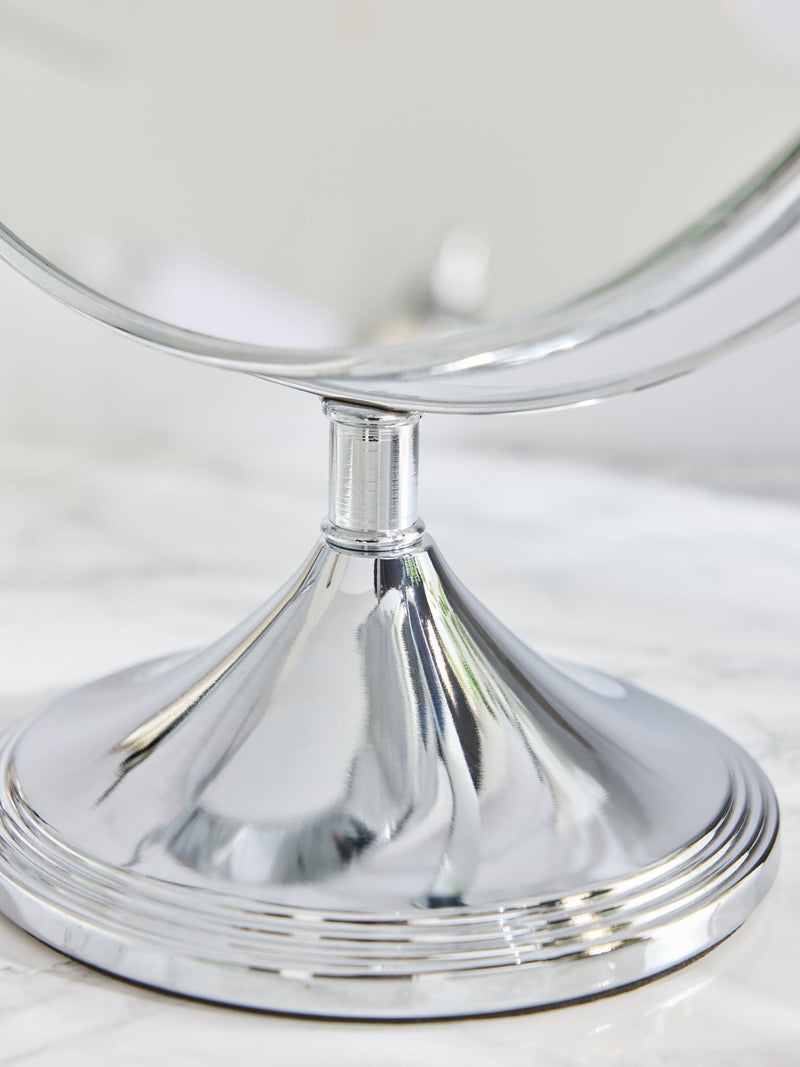 Silver round 3x magnifying dressing table mirror (British brand)