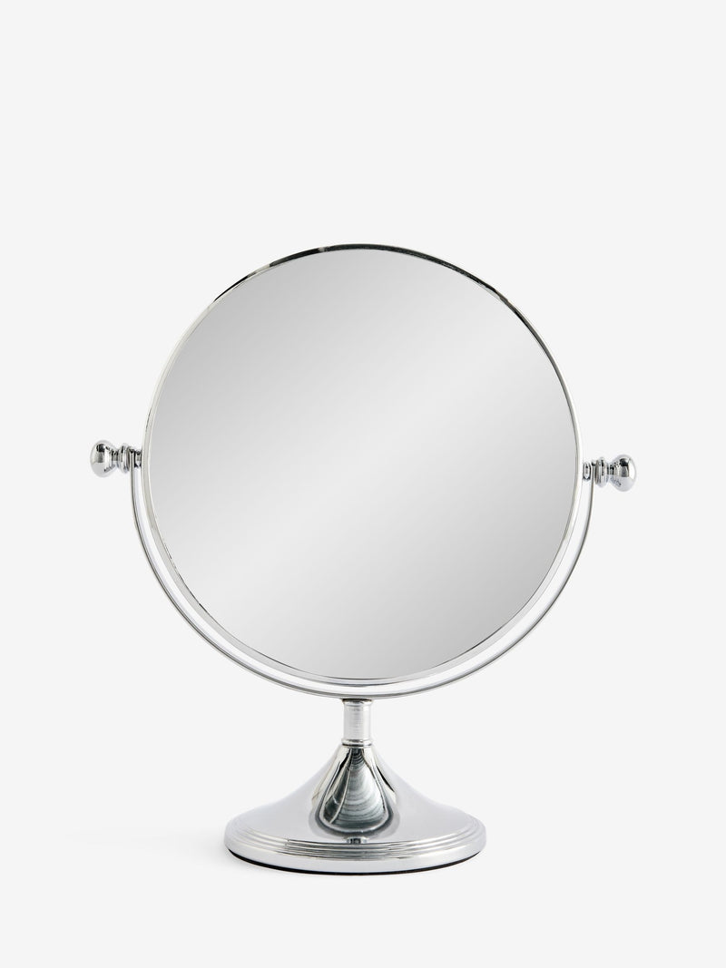 Silver round 3x magnifying dressing table mirror (British brand)