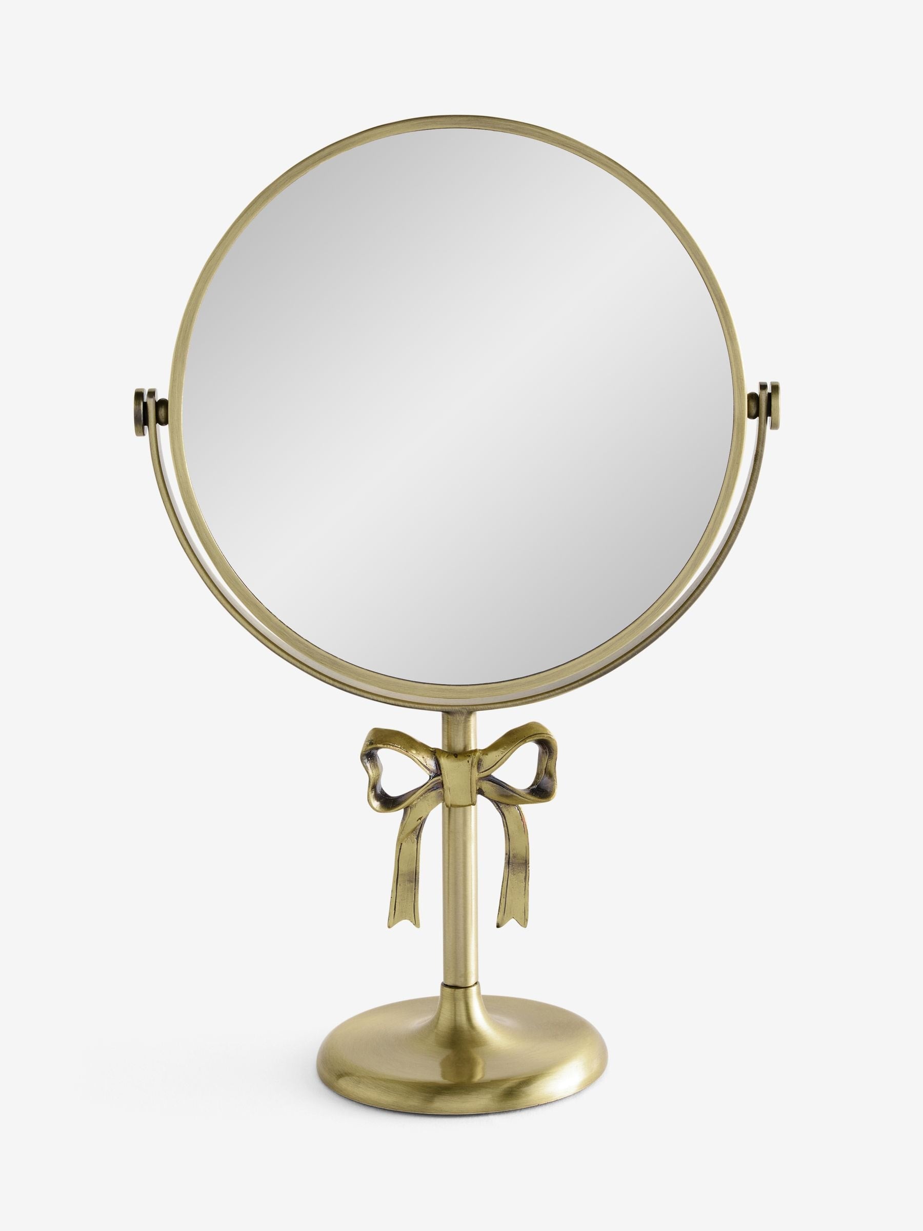 Gold bow dressing table mirror with 5x magnification 31.5cm (British brand)