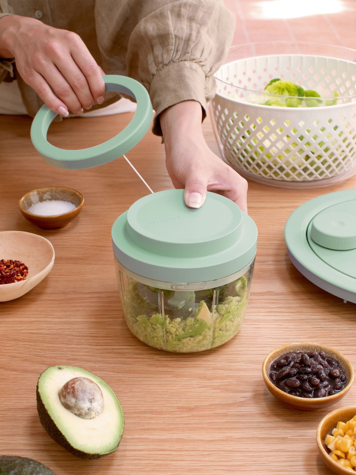 Brabantia Jade Green Tasty+ manual food chopper (British brand)