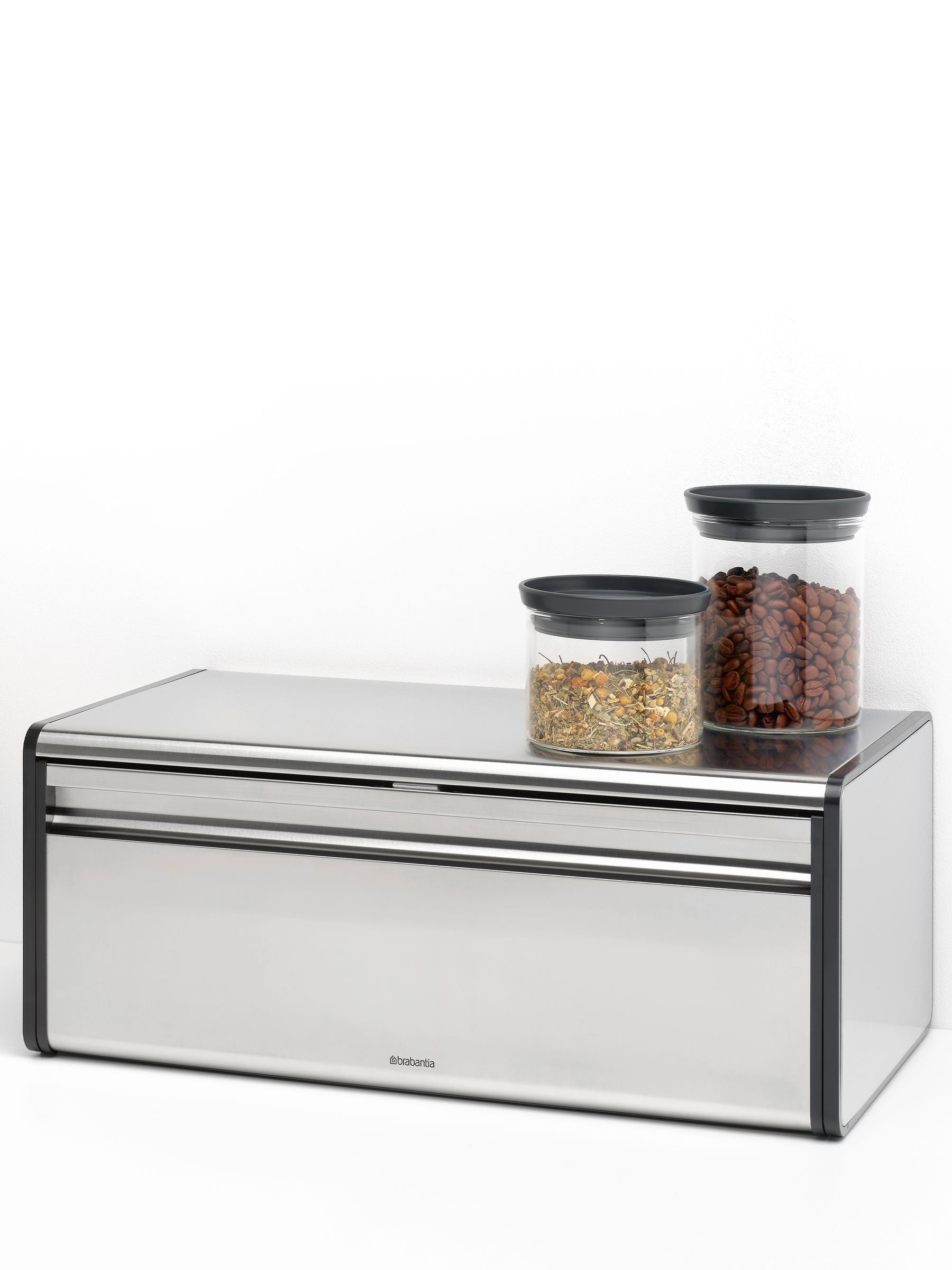 Brabantia Matt Steel Fingerprint Proof Fall Front Bread Bin (British brand)