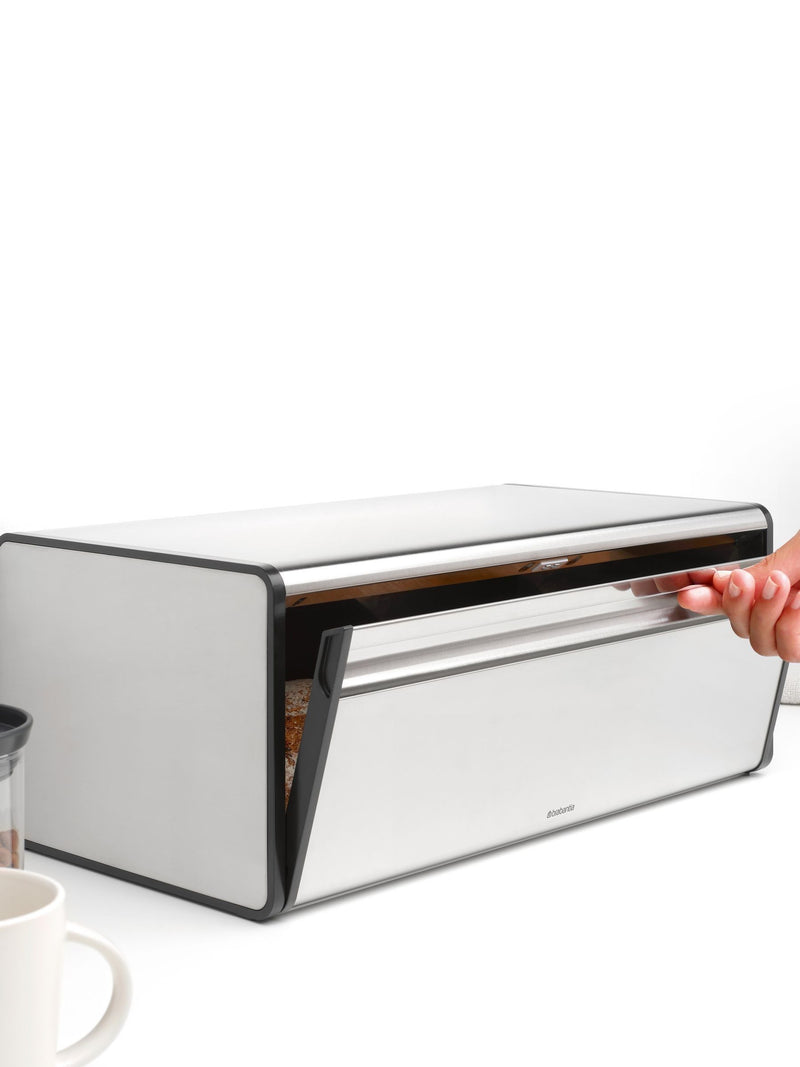 Brabantia Matt Steel Fingerprint Proof Fall Front Bread Bin (British brand)