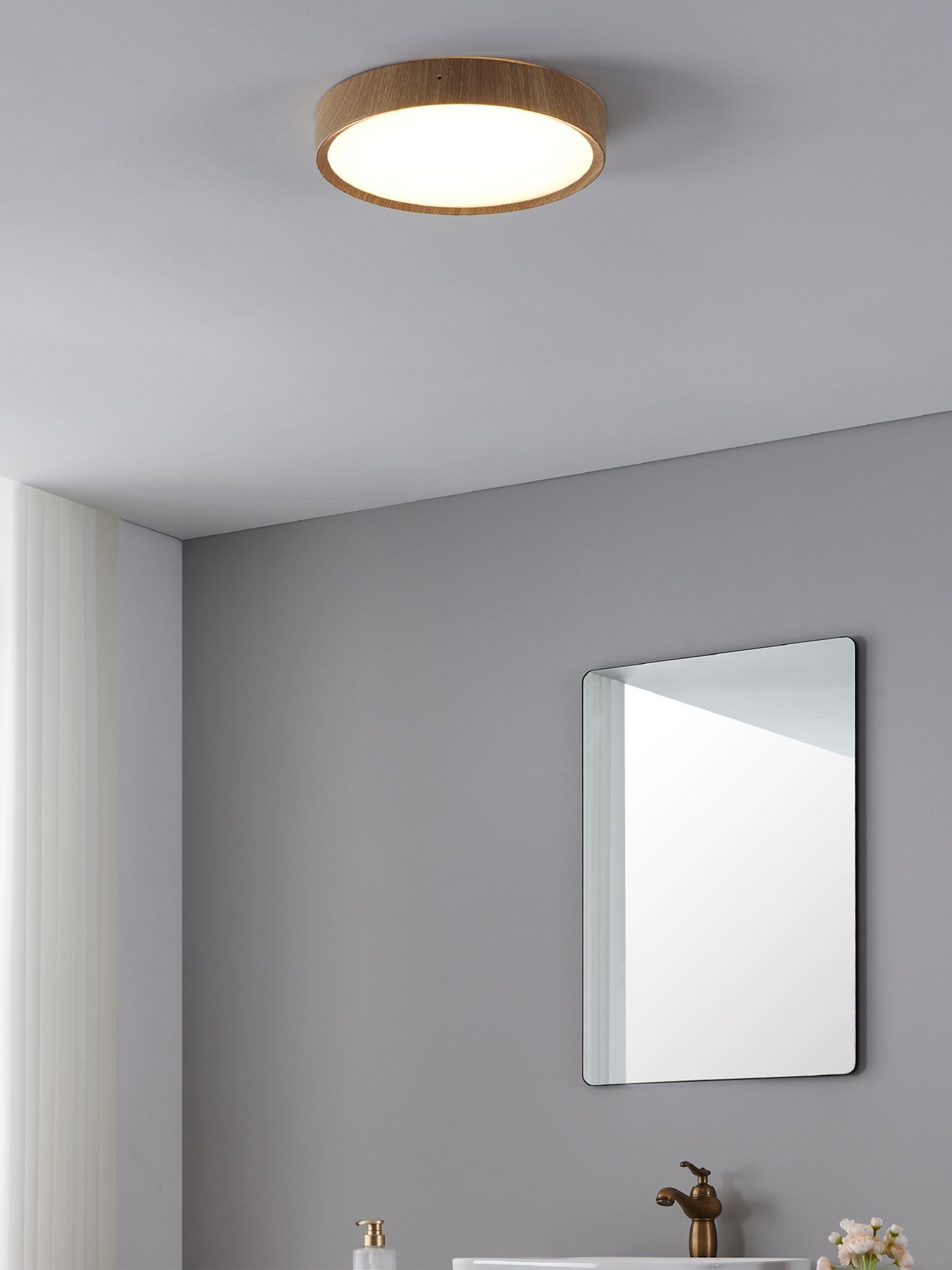 Eglo Musurita ceiling light with wood and plastic diffuser, UK version
