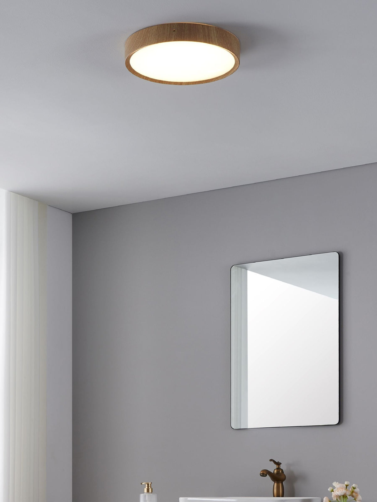 Eglo Musurita ceiling light with wood and plastic diffuser, UK version