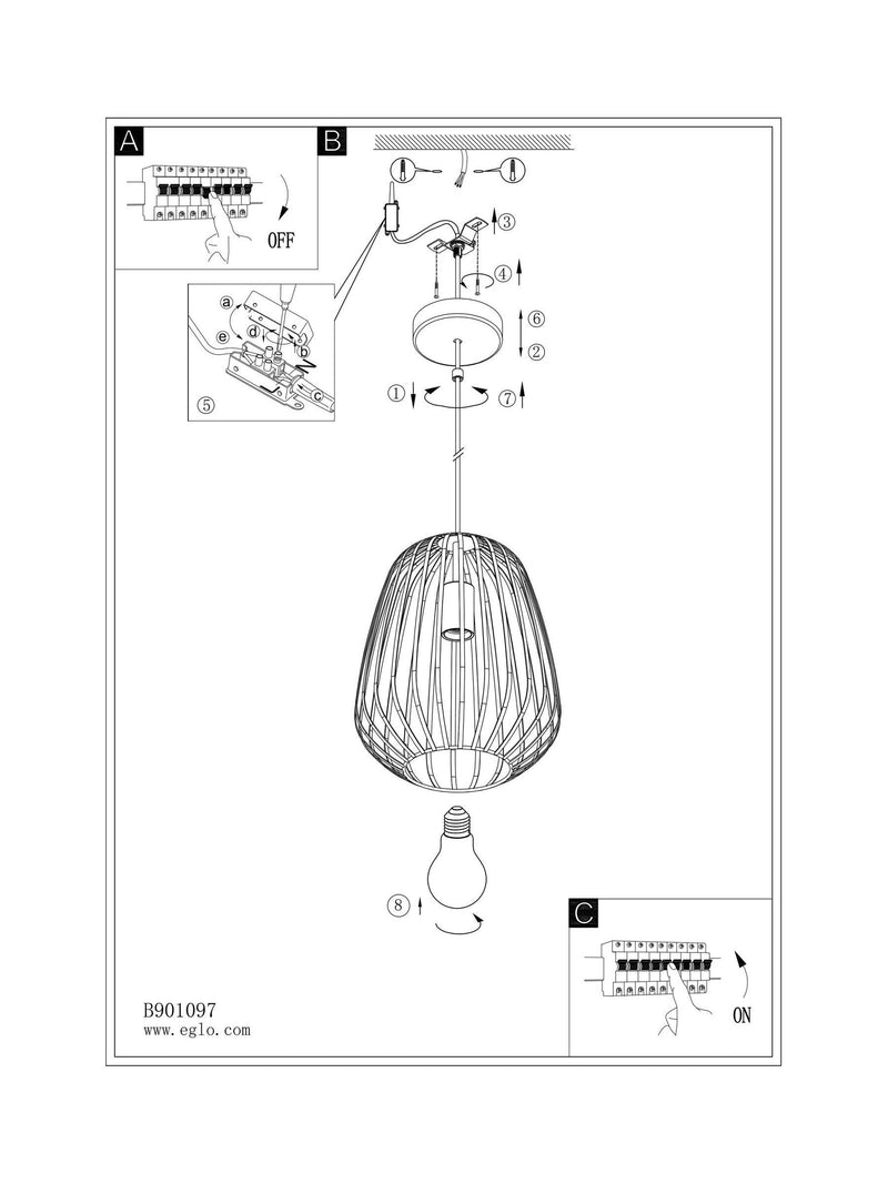 Eglo Espinal pendant light caged style 28cm, imported from the UK