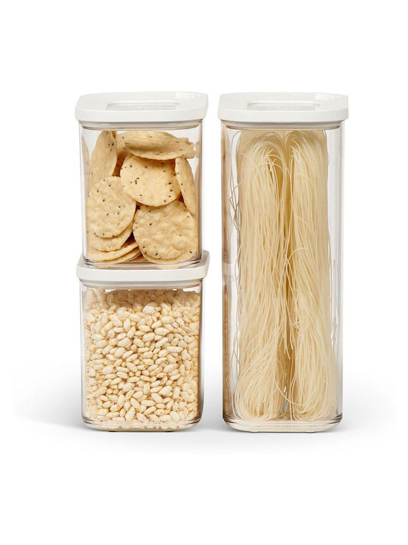 Mepal White Modula Stackable 3 Piece Kitchen Storage Set