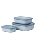 Rectangular Microwave-Safe Leakproof Food Storage Bowl Set, 3-Piece