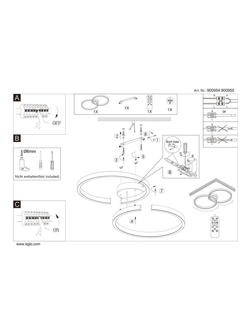 Eglo Amandolo LED ceiling light white aluminium (British brand)