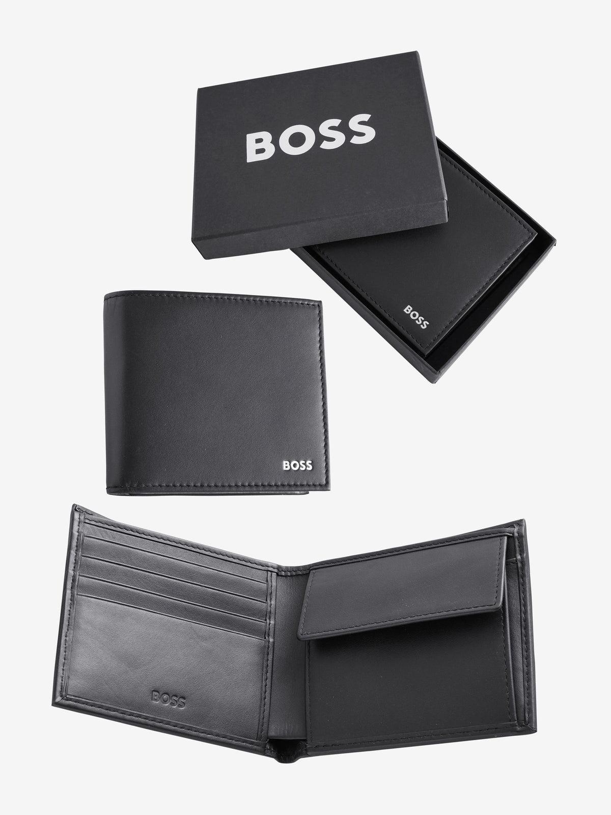 BOSS Grey Randy Signature Logo Billfold Wallet