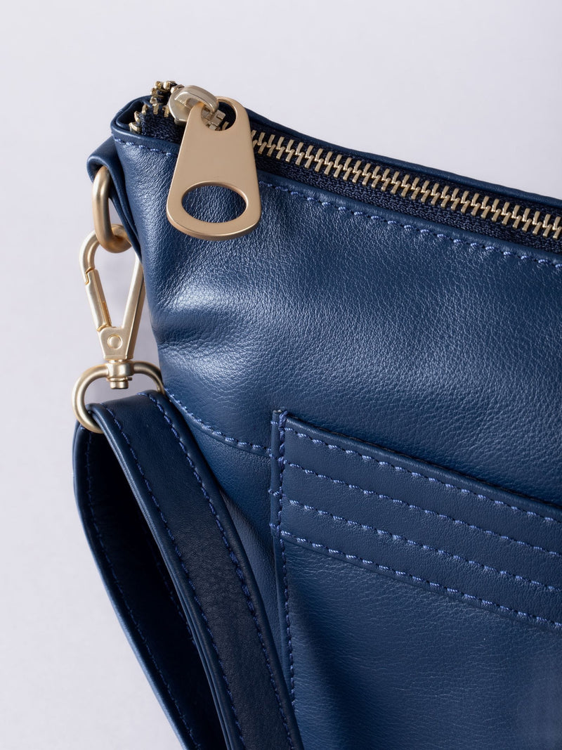 Lakeland Leather blue Cartmel cross-body bag, imported from the UK