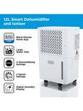 Black & Decker White 12L smart dehumidifier & ionizer with 2.1L tank - British product