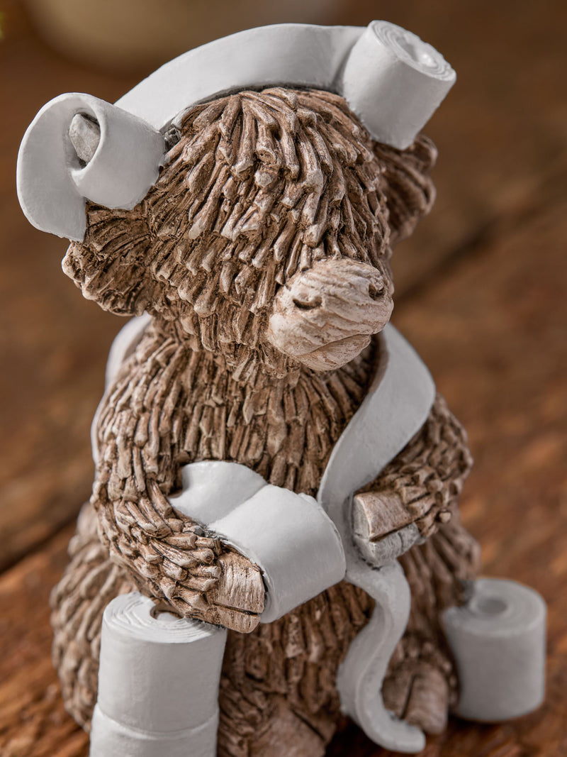 Highland Cow toilet roll holder ornament - British product