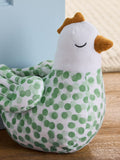 Sage green polka dot chicken doorstop, imported from the UK