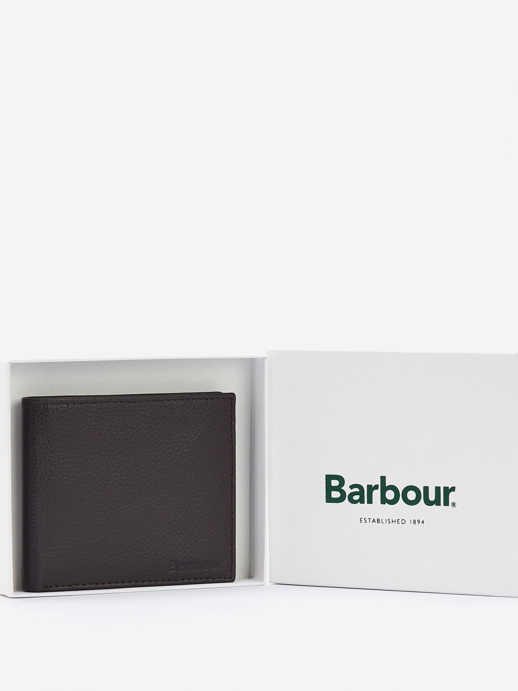 Barbour Amble billfold wallet in brown leather, UK version