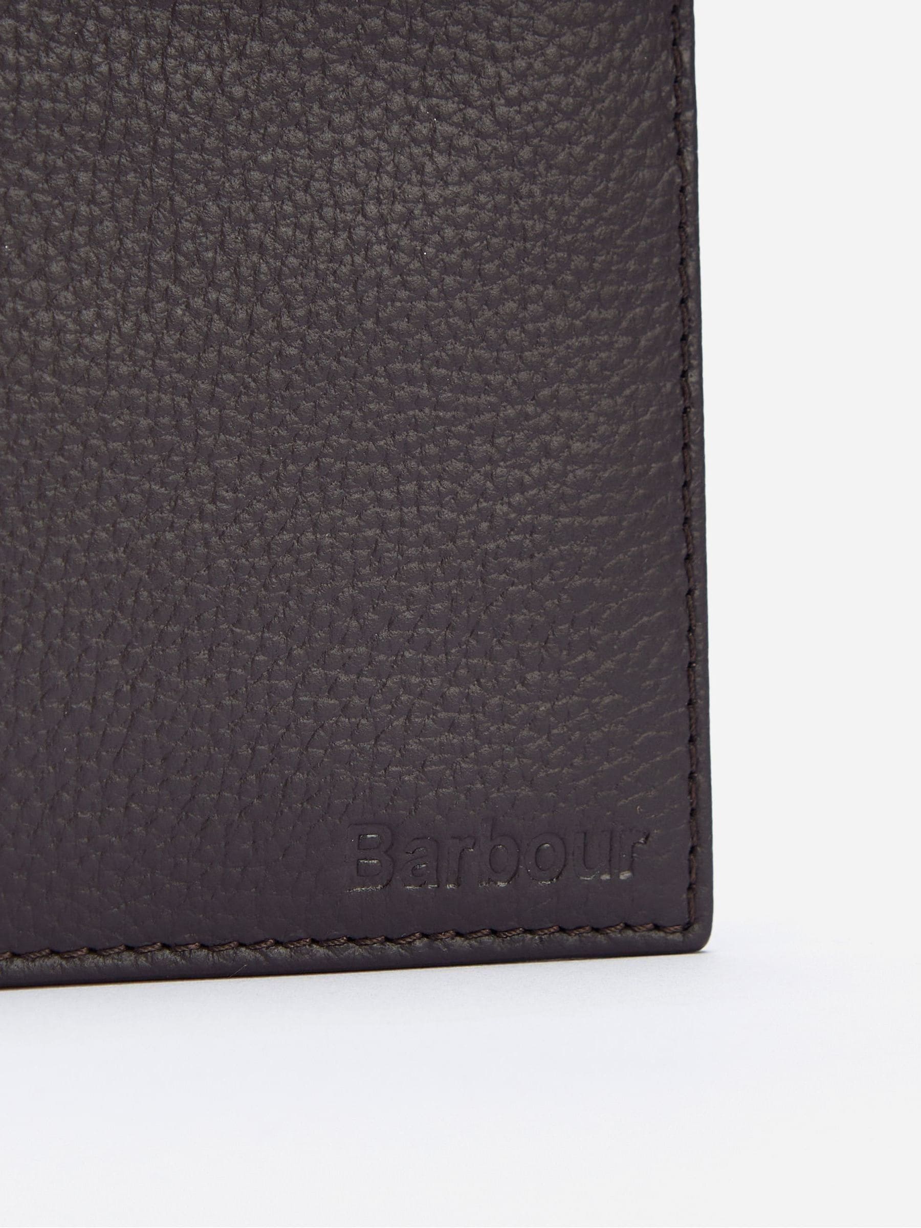 Barbour Amble billfold wallet in brown leather, UK version
