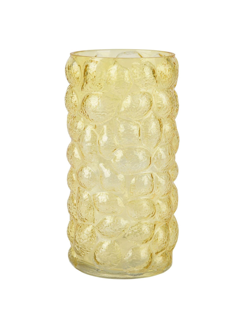 Decoris yellow bubble glass vase 28cm - British product