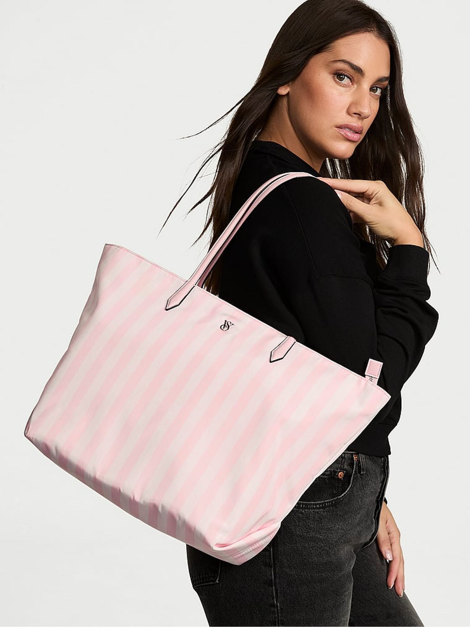Victoria's Secret Iconic Stripe Pink Tote Bag