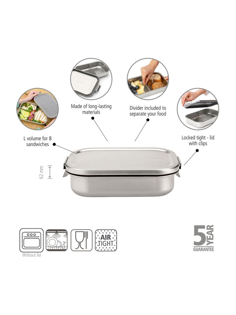 Brabantia stainless steel lunch box 2L (British brand)
