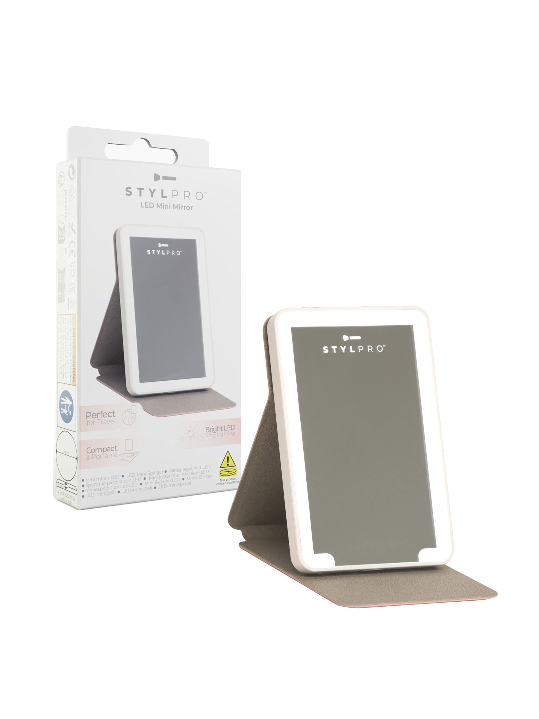 Stylpro LED light up compact mini travel mirror (British brand)