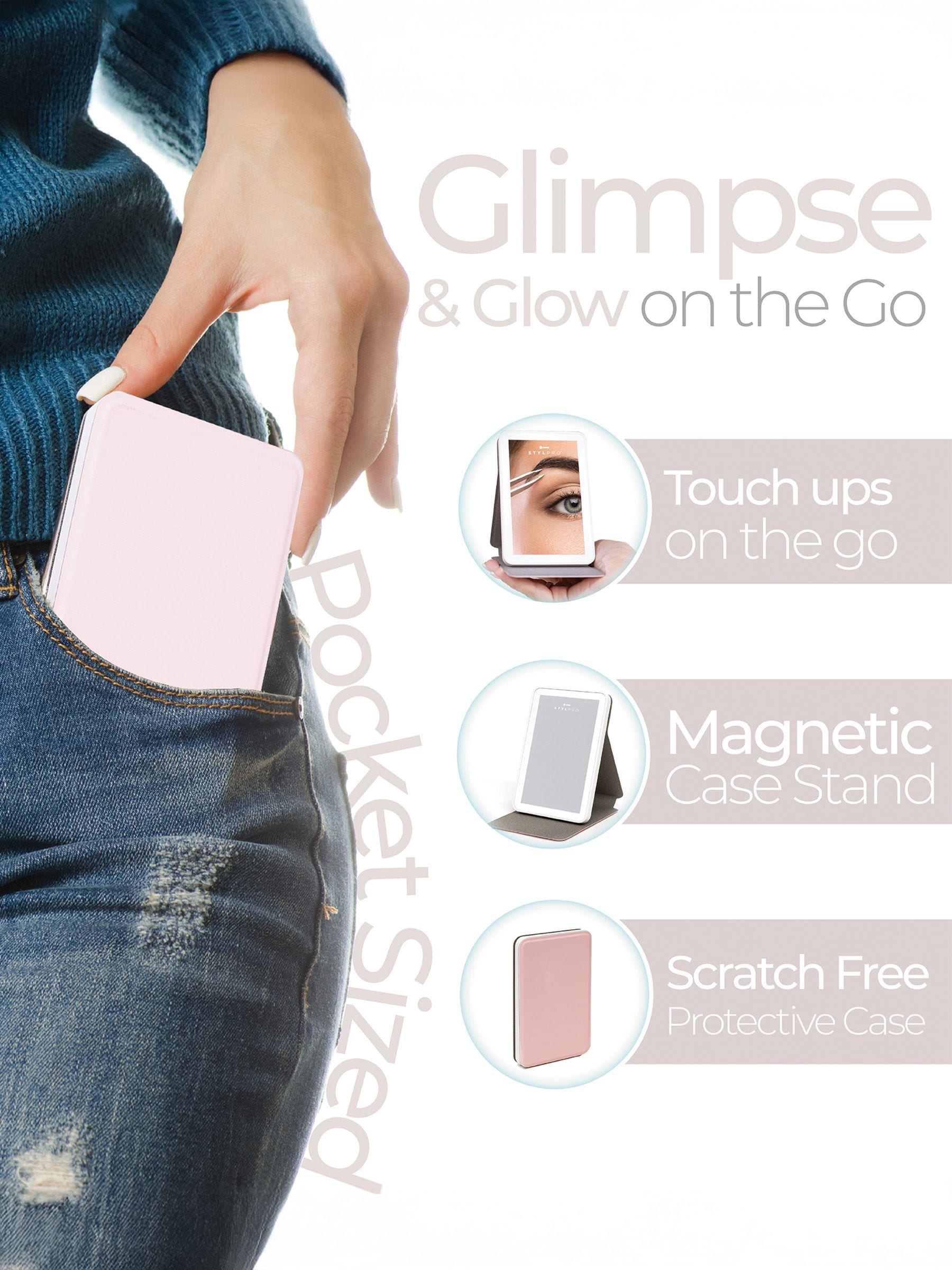 Stylpro LED light up compact mini travel mirror (British brand)