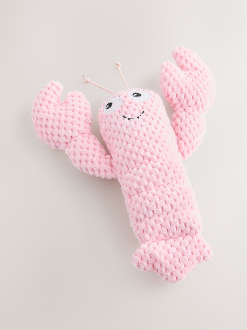 Pink lobster pet toy made from polyester (British brand)