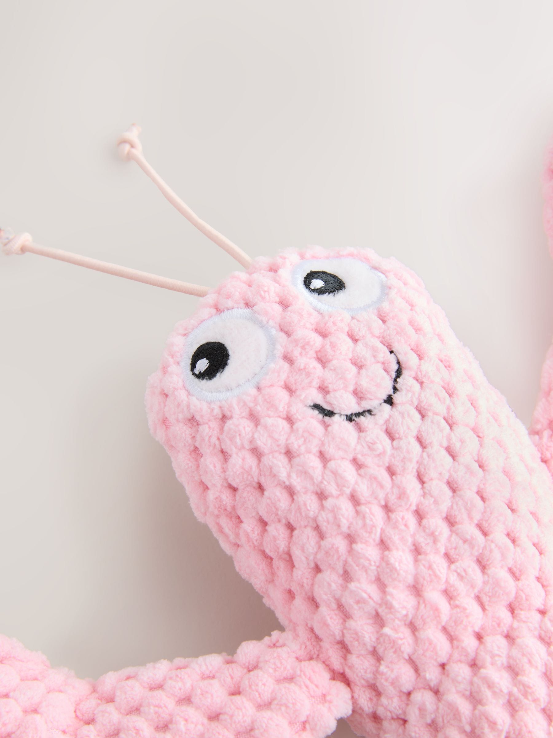 Pink lobster pet toy made from polyester (British brand)