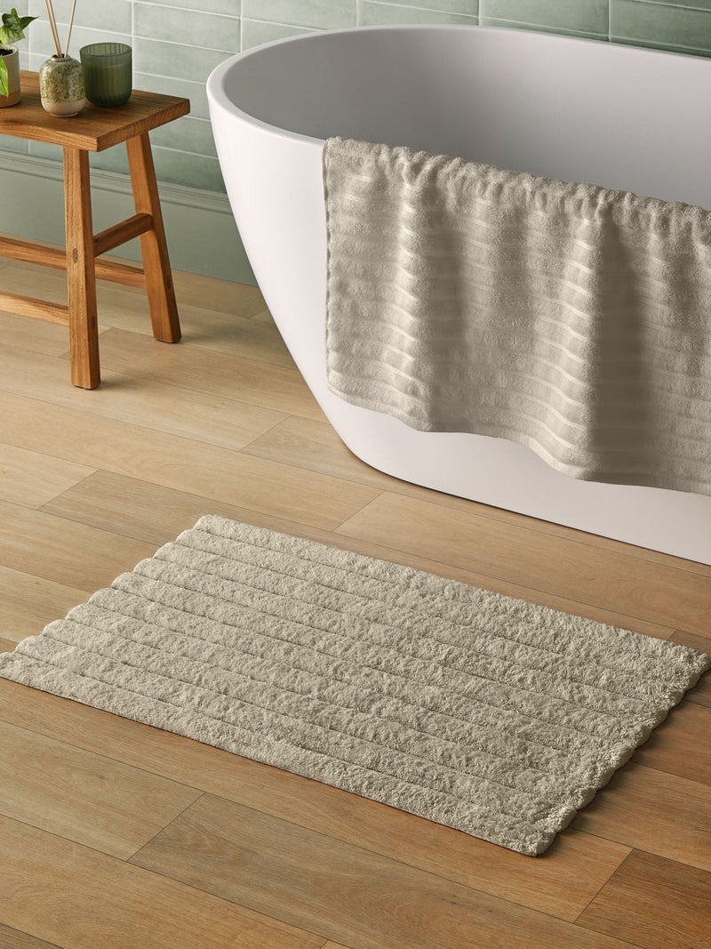 Silentnight White Ribbed Cotton Bath Mat 50cm x 80cm