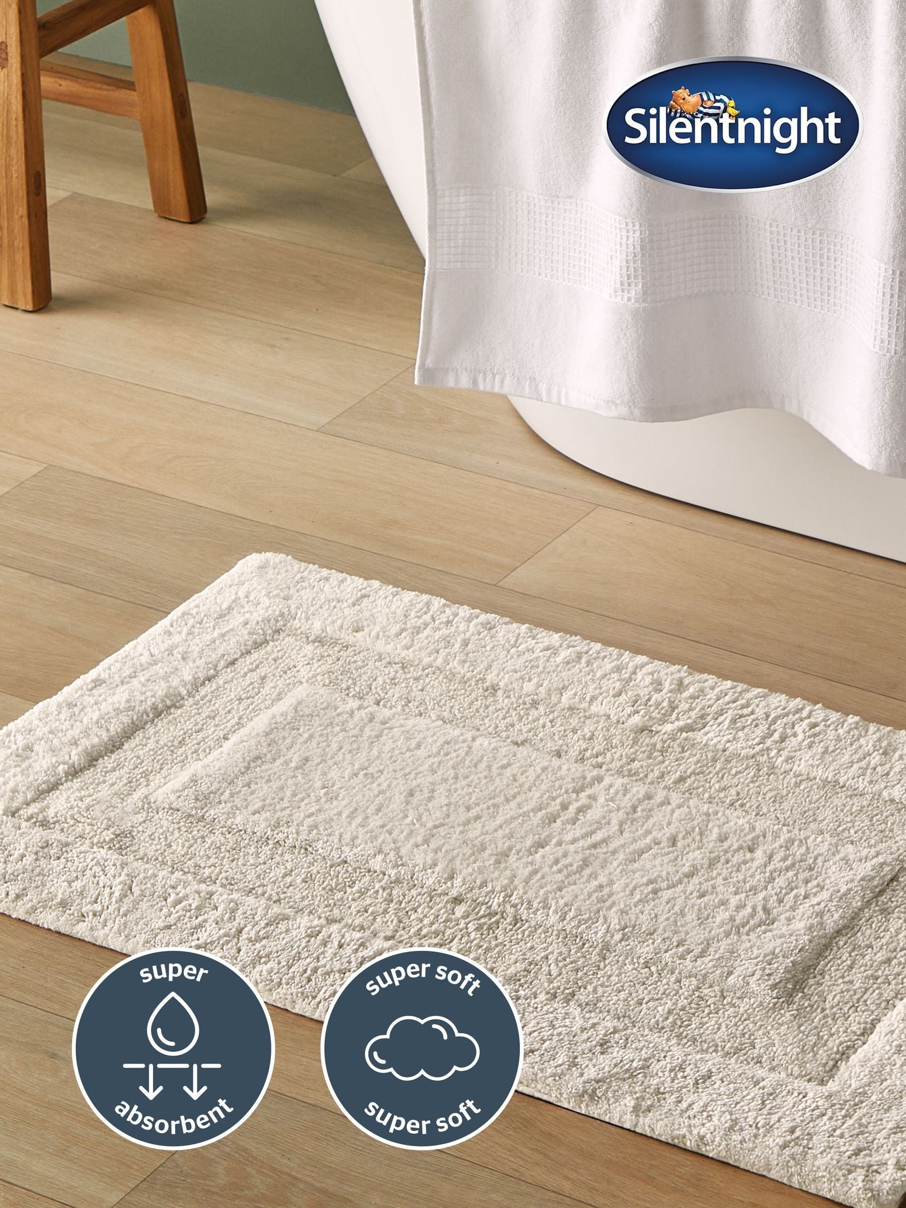 Silentnight Almond White luxury bath mat 50x80cm, UK version
