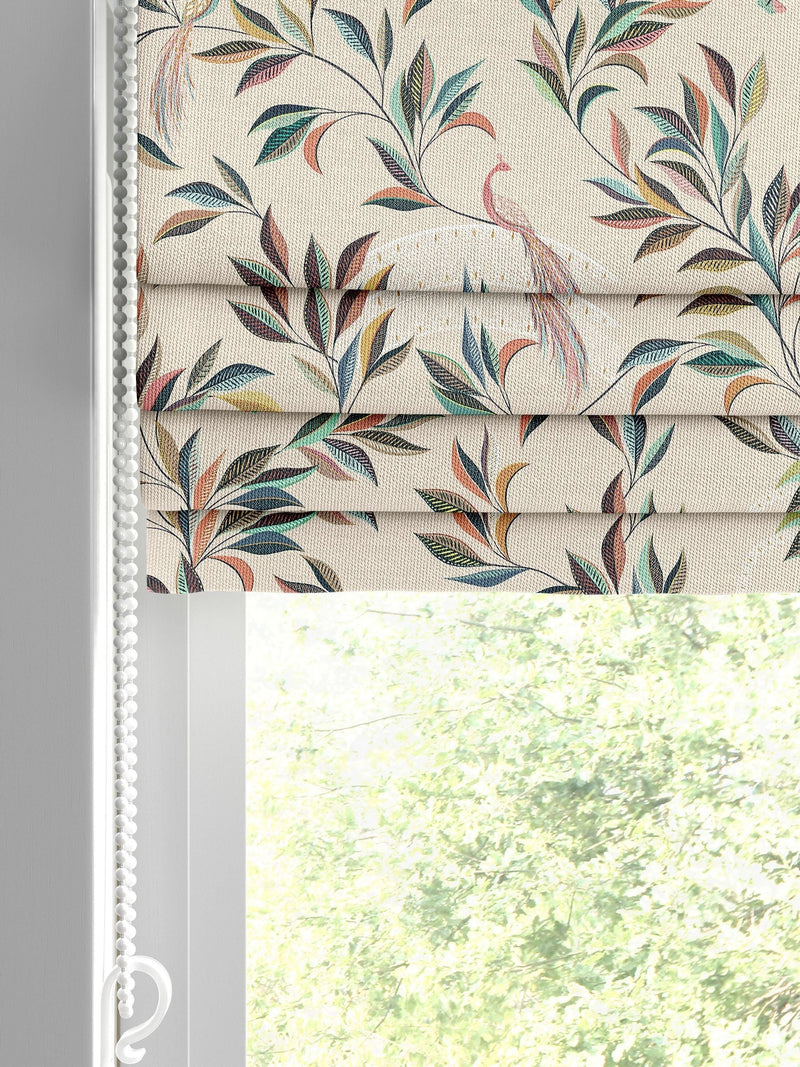 Sophie Allport ornamental peacock roman blind natural cotton - British product