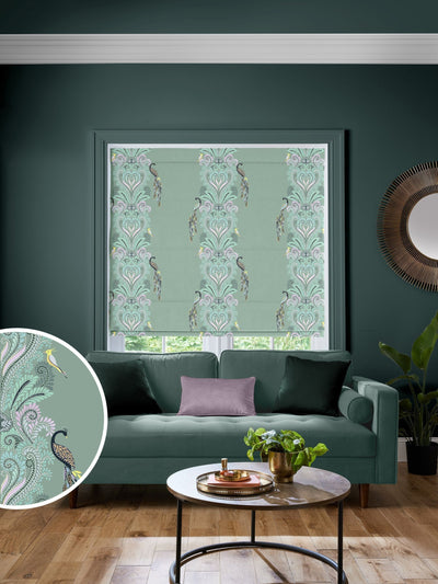 Next Sara Miller Sage Green Peacock Filigree Made to Measure Roman Blind- Buy online at McGrocer