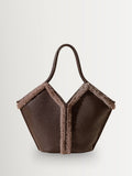 Hereu brown Calella curly shearling trim tote bag (British brand)