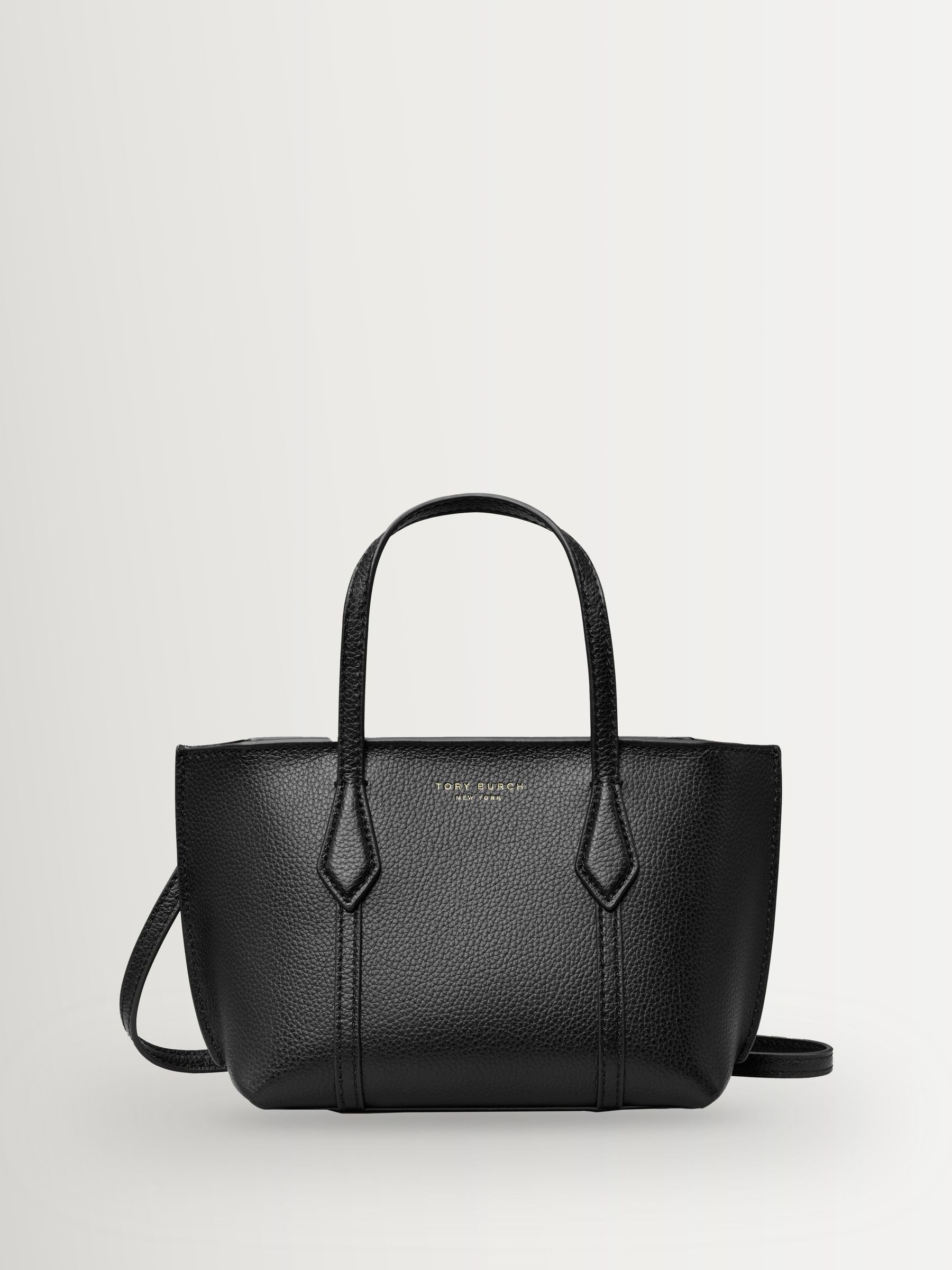 Tory Burch Perry Mini Tote black leather, imported from the UK