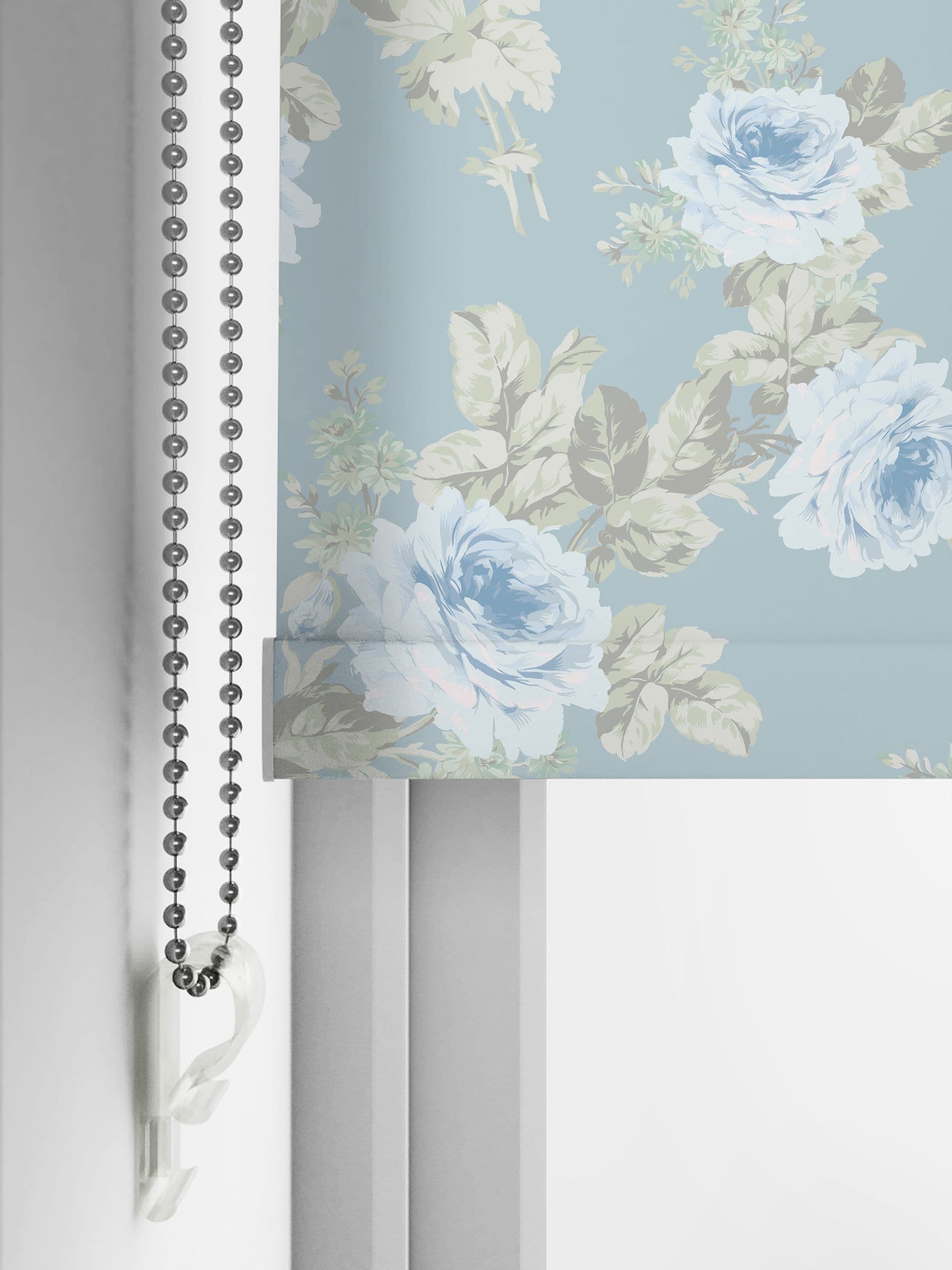 Shabby Chic blue royal bouquet blackout roller blind, imported from the UK