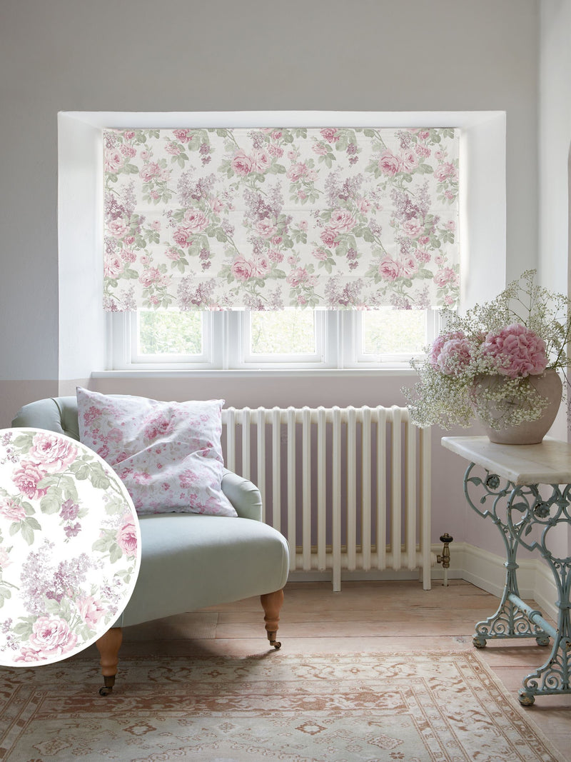 Shabby Chic roman blind lilac purple wild garden, imported from the UK