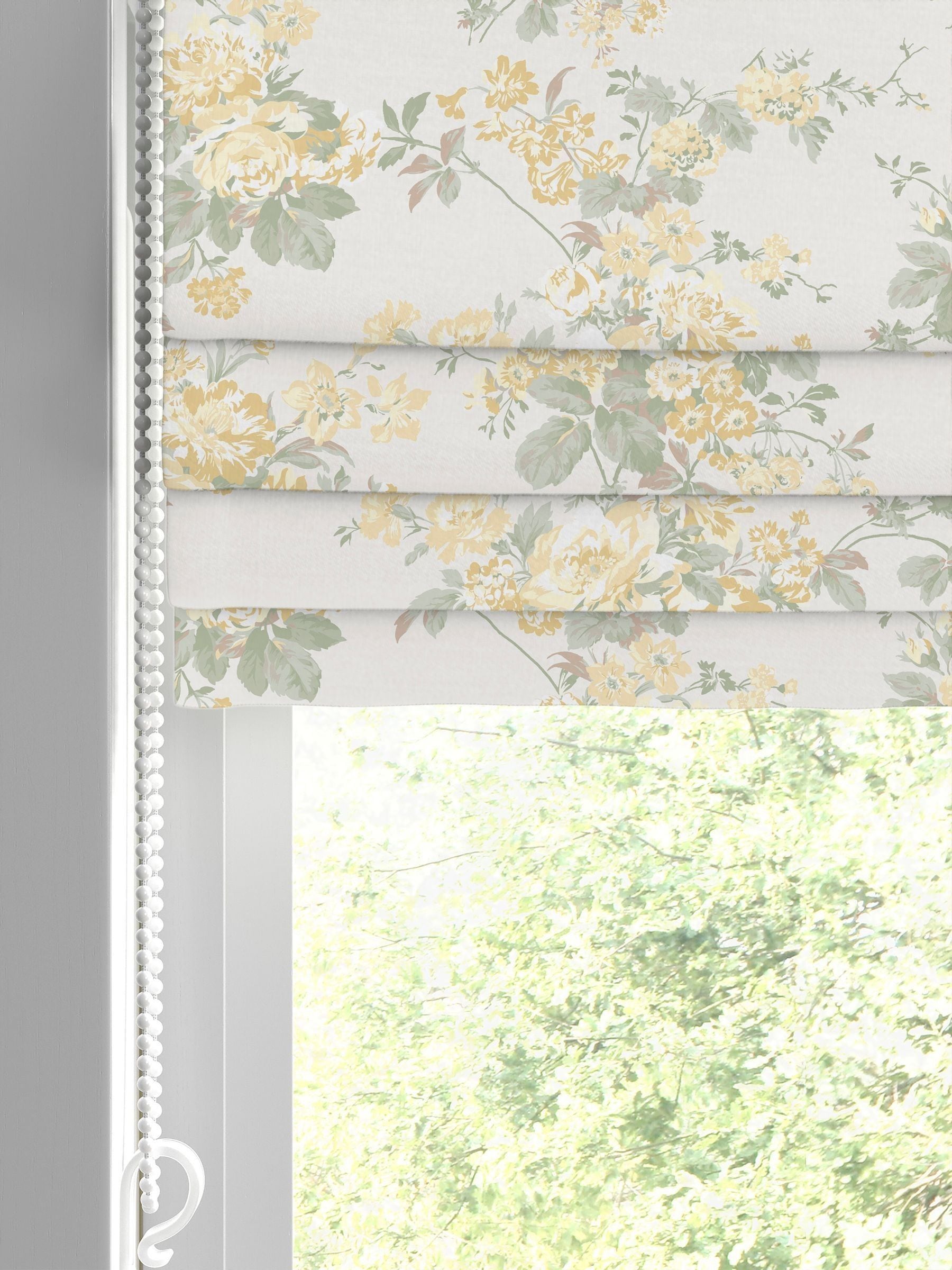 Shabby Chic yellow rose chintz roman blind, imported from the UK