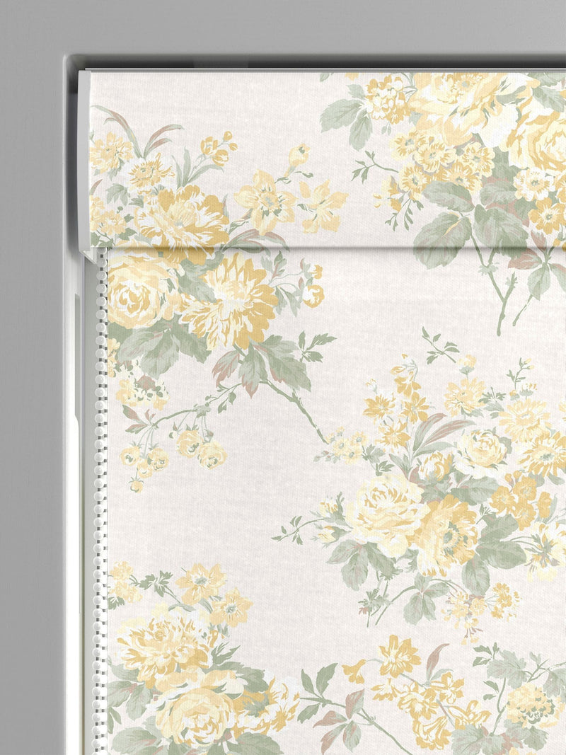 Shabby Chic yellow rose chintz roman blind, imported from the UK