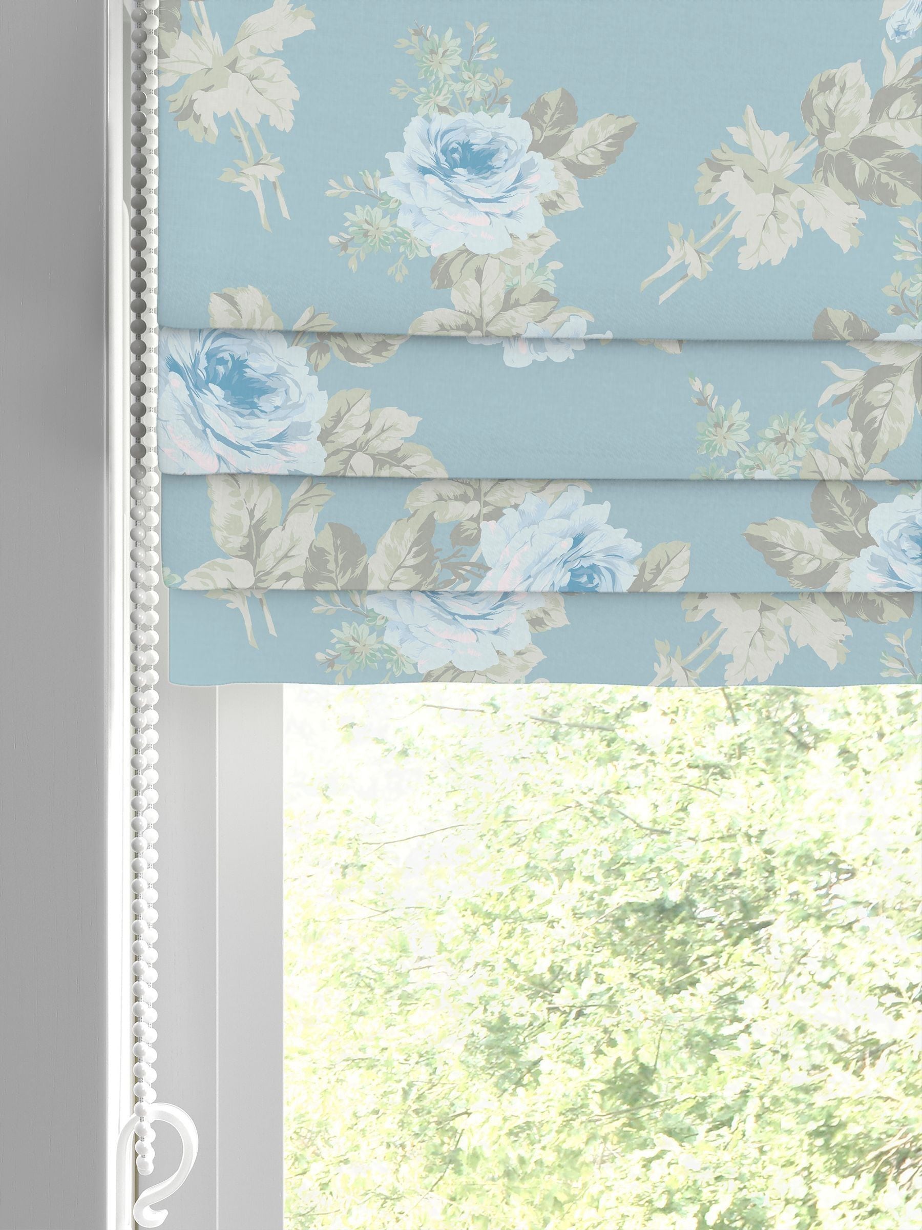 Shabby Chic Roman blind Blue Royal Bouquet, UK version