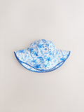 Blue palm print swim hat UPF 50+ for children - British product