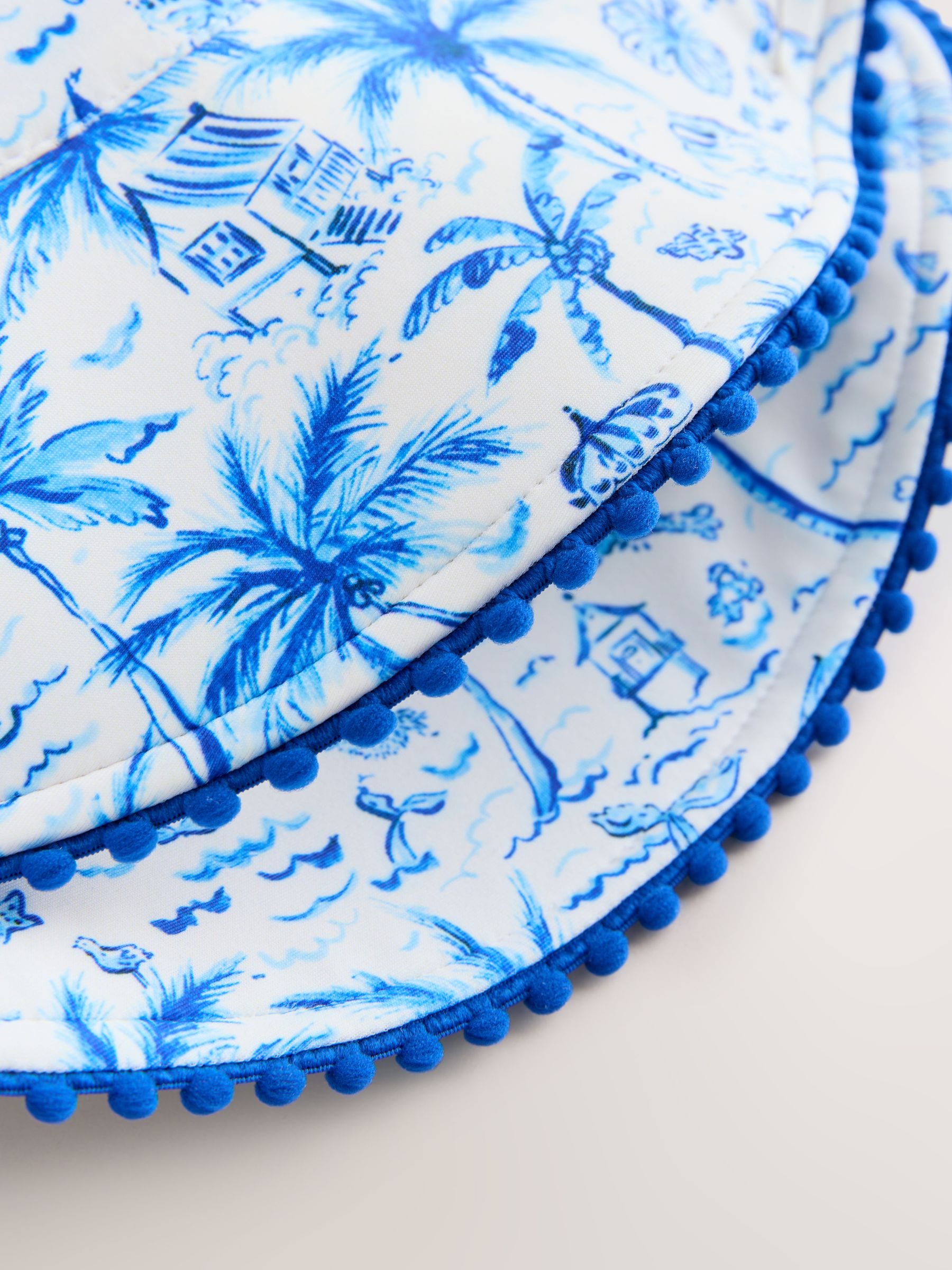 Blue palm print swim hat UPF 50+ for children - British product