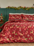 Red Christmas Sleigh Team duvet cover set - British product