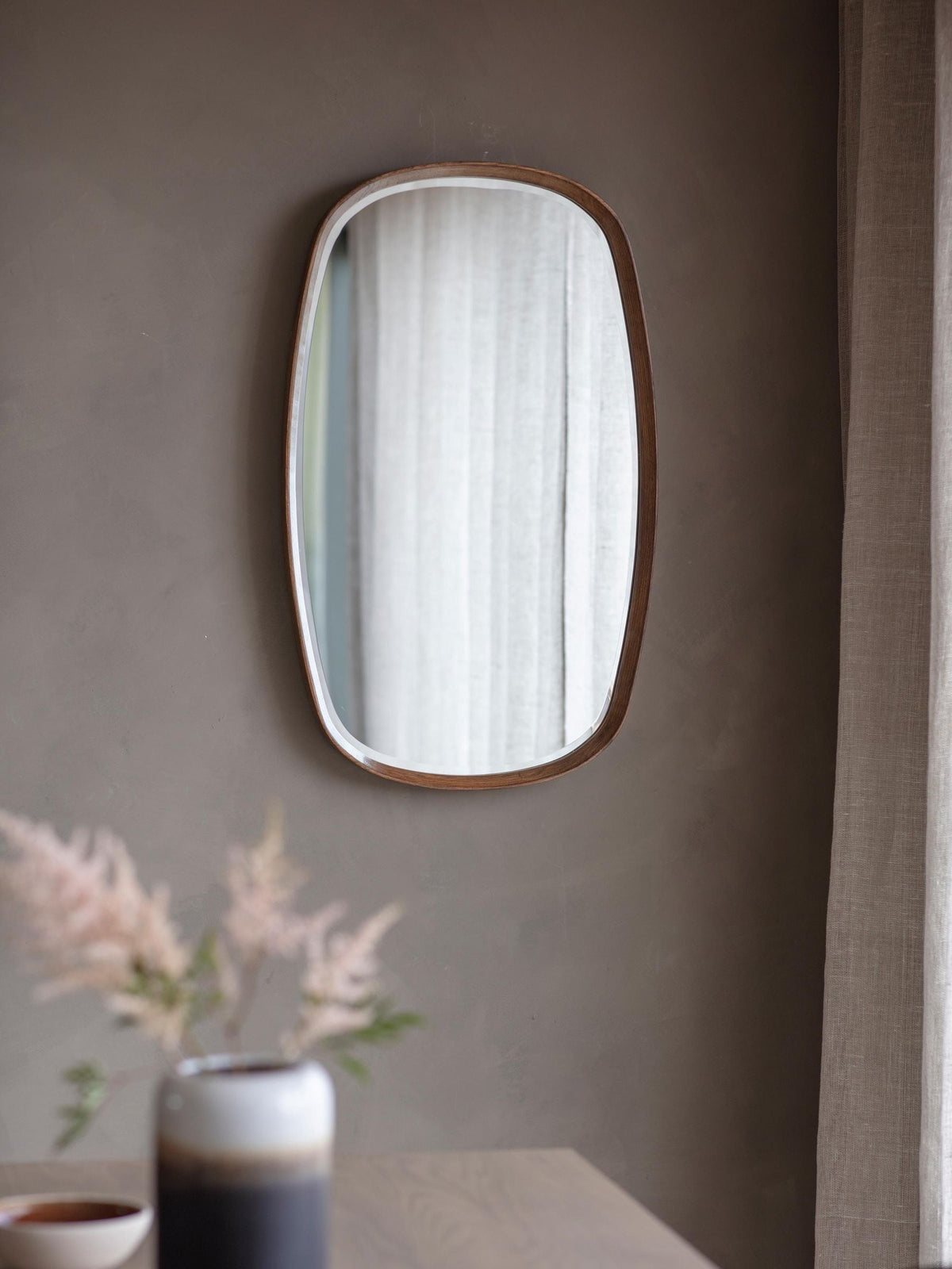 Gallery Home dark wood walnut mirror 90cm x 55cm, UK version