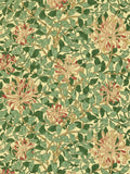Morris & Co Honeysuckle Green Coral Pink wallpaper sample A4, UK version
