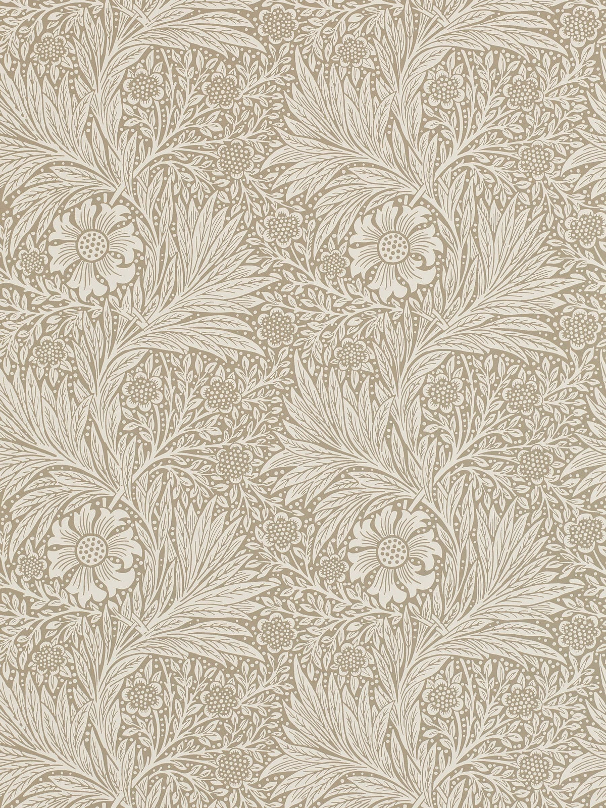 Morris & Co Marigold Friends A4 wallpaper sample, UK version