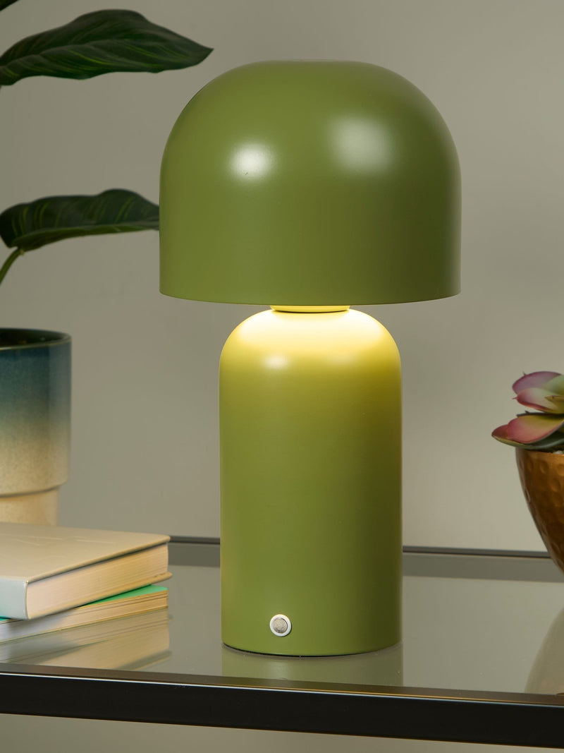 Searchlight Bellota olive green rechargeable LED table lamp (British brand)