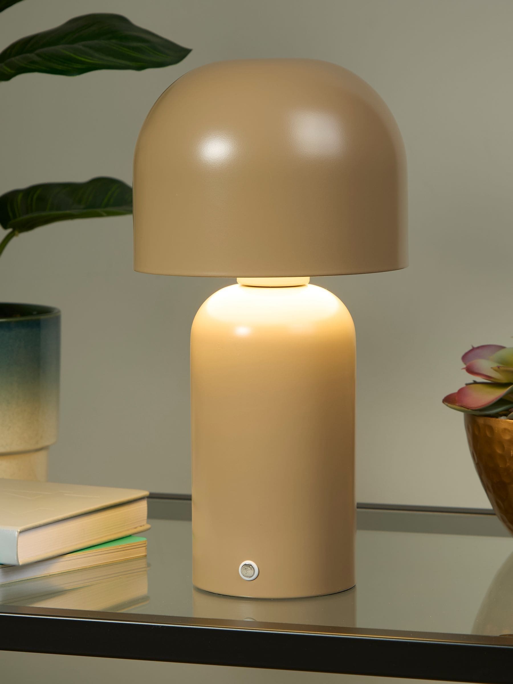 Searchlight Bellota Olive Green Rechargeable LED Touch Table Lamp, 26cm