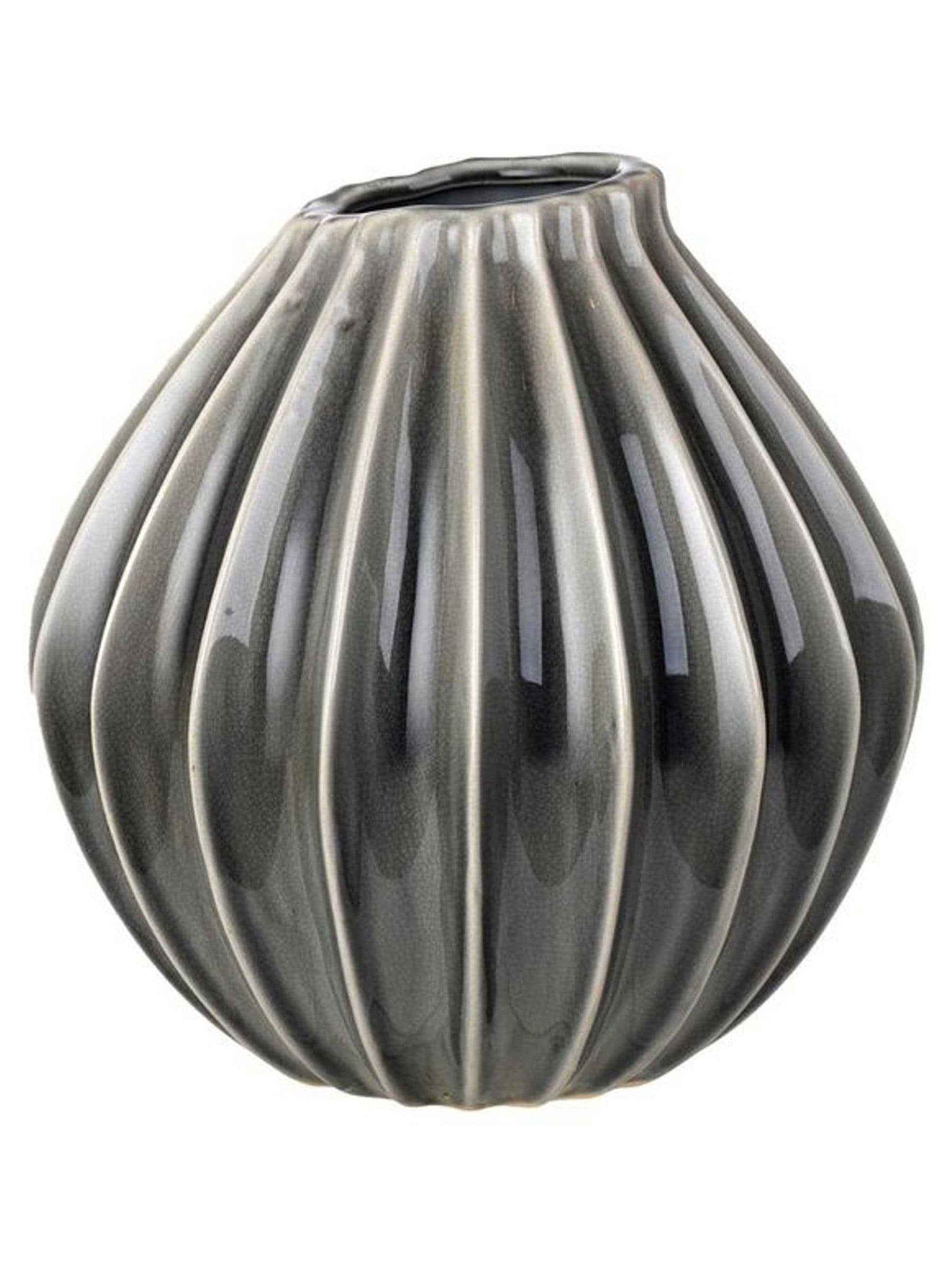 Broste Copenhagen smoke grey medium wide vase - British product