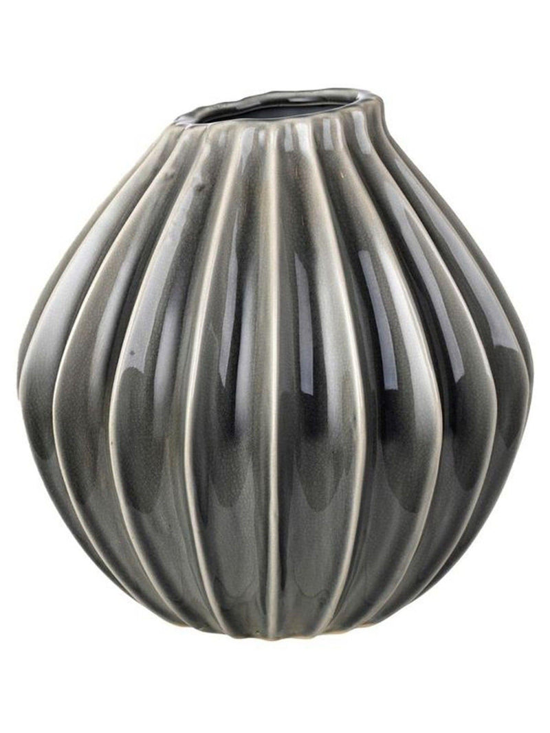 Broste Copenhagen smoke grey medium wide vase - British product