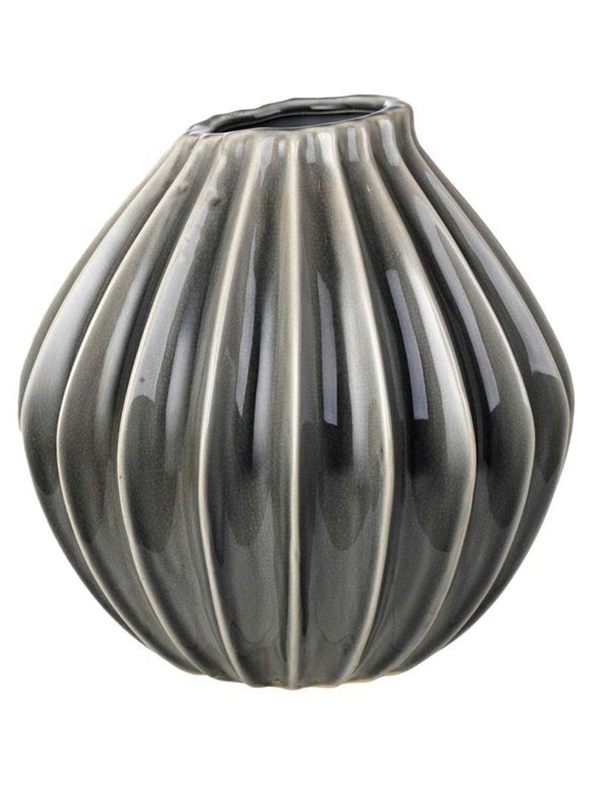 Broste Copenhagen smoke grey medium wide vase - British product