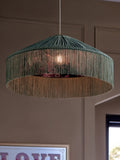 Duck Egg Blue/Floral Allegra Velvet Fringed Easy Fit Ceiling Light Shade